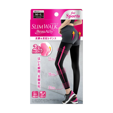 商品情報■ 特徴●骨盤サポートと太ももテーピングでWムーブアップ設計。●腰まわりを安定させ、脚はこびをスムーズにします。●UVカット、吸汗速乾糸使用、消臭繊維を使用していますので、快適にスポーツが楽し