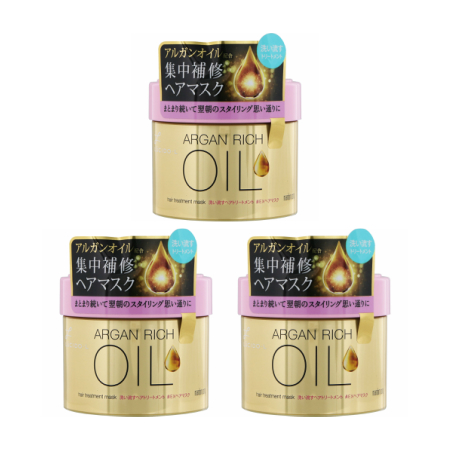 商品説明■特長 【3個セット】 洗い流すトリートメント アルガンオイル配合集中補修ヘアマスク ダメージ実感の高い髪もうるおう輝き美髪に導く濃密ヘアマスク まとまり続いて翌朝のスタイリング思い通りに す